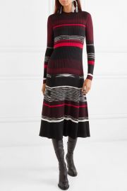 Striped ribbed wool, silk and cashmere-blend dress at Net A Porter